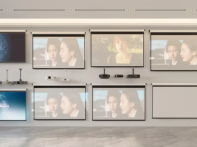 Projection Monitoring System With Multiple Projection Screens Displaying Real Time Surveillance Footage 3d model