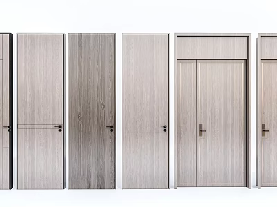 Various Wooden Hinged Doors In Modern Styles With Different Panel Designs For Interior Decoration 3d model