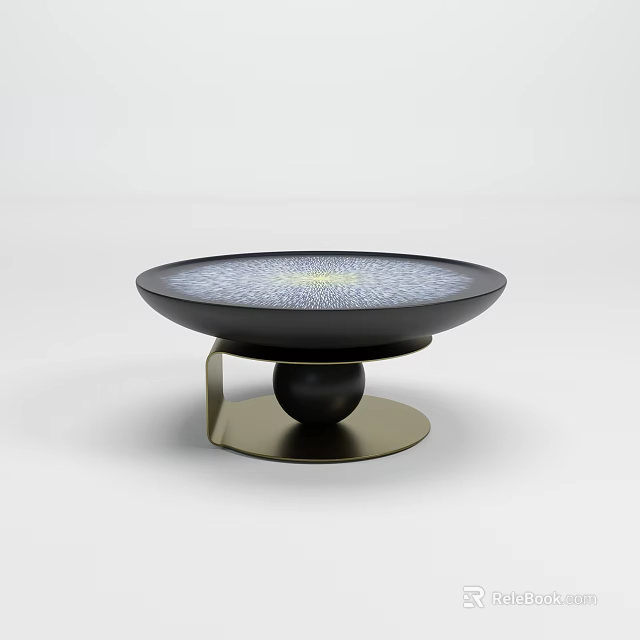 Modern Round Coffee Table With Textured Surface And Spherical Base Design 3d model 