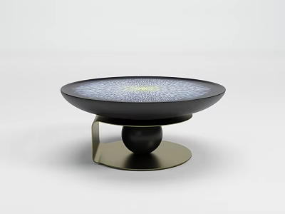 Modern Round Coffee Table With Textured Surface And Spherical Base Design 3d model