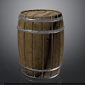 Rustic Wooden Barrel With Metal Hoops And Natural Wood Grain Surface