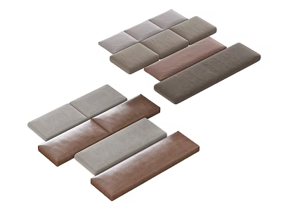 Multiple Rectangular Fabric Cushions With Beige Brown Gray Colors For Home Decor 3d model