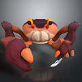 3D Modeled Aquatic Crab With Yellow Eyes Red Orange Claws And Brown Legs