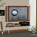 Modern TV Stand with TV Speaker Storage and Plants for Living Room