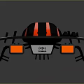 Red And Black Racing Model Vehicle With Aerodynamic Design And White Stripes