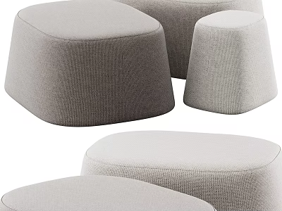 Modern Fabric Upholstered Stools With Round Oval Seats And Different Sizes For Interior Seating 3d model
