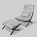 Modern Gray Lounge Chair With Textured Fabric And Dark Frame Ottoman