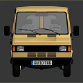 Yellow Classic Panel Van With Front View And Smooth Exterior Design 3d model