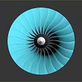 Blue Turbine Blade Fan Shaped Design With White Center Reflective Surface Industrial Equipment