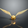Golden Airplane Model With Intricate Wing Design And Spherical Body Structure 3d model