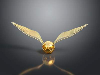 Golden Airplane Model With Intricate Wing Design And Spherical Body Structure 3d model