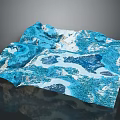 Blue 3D Terrain Model Showcasing Natural Mountains Lakes And Rolling Landforms Design