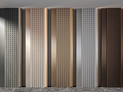 Modern Wall Panels With Perforated Design And Various Materials For Interior Decoration 3d model