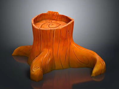 Orange Tree Stump Shaped Decorative Planter with Natural Texture for Indoor Plants 3d model