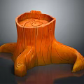Orange Tree Stump Shaped Decorative Planter with Natural Texture for Indoor Plants