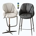 Two Modern Upholstered Bar Stools With Different Colors And Metal Frames 3d model
