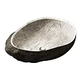 Elegant Natural Stone Washbasins With Oval Shape And Textured Surface For Modern Bathroom
