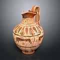 Traditional Ancient Greek Terracotta Jug With Geometric Patterns And Animal Motifs