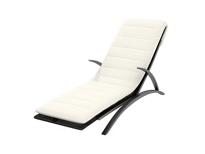 Modern Leisure Chair With White Cushion And Black Curved Frame 3d model