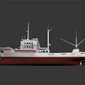 Detailed Wooden Ship With Red Bottom White Upper Structure Green Deck And Masts