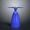 Blue Princess Style Long Sleeve Pleated Gown With Decorative Neckline