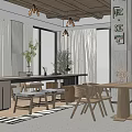 Stylish Boutique Store Interior With Wooden Ceiling Pendant Lights And Long Table