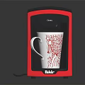Baltra Electric Red And Black Coffee Maker With White Mug Red Pattern