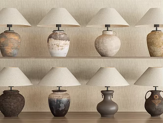 The ancient retro table lamp pottery pot table lamp can table lamp 3d model