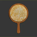 Freshly Baked Golden Brown Flatbread with Fluffy Texture Served on Wooden Paddle
