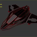 Futuristic Aerodynamic Spacecraft Featuring Metallic Body Blue Red Accents And Sleek Design
