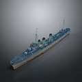 Historical Military Warship Model With Detailed Naval Water Vessel Design And Structure