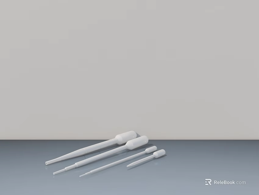 White Tableware Set With Multiple Droppers On Gray Surface And Light Gray Background 3d model 