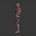 Game Movie Character 3D Model with Red Silver Armor Complex Design Standing Pose 3d model