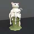 Instagrammable Green Ice Cream Cone Spot With Dripping White Cream And Mouse Doll