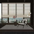 White Window Curtains For Living Room With Scenic View And Interior Furniture Setup