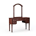 Classic Wooden Vanity Table with Arched Mirror and Storage Drawers for Bedroom Decor
