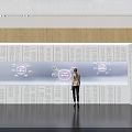 Person Interacting With Large Digital Screen Featuring Circular Icons On Wooden Wall