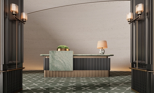 Lobby Reception Desk Reception Desk Water Bar 3d model