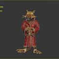 Anthropomorphic Cartoon Rat Character In Red Robe Standing Pose 3d model