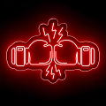 Red Neon Decorative Light With Boxing Gloves Pattern And Lightning Design