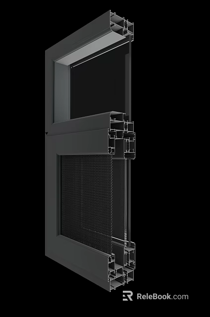 Casement Window Aluminum Frame Design With Security Screen Mesh Panel And Durable Structure 3d model 