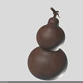 Brown Wooden Two Tiered Decorative Gourd Ornament For Home Furniture