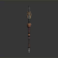 Ornate Double Headed Axe Weapon With Metallic Blades Red Accents And Intricate Handle Design