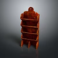 Red Wooden Multi Tier Decorative Shelf With Top Hole And Supporting Feet