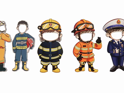 Cartoon Silhouettes Of Different Professional Characters 3d model