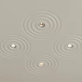 Four Modern Downlights On Gray Ceiling With Ripple Light Patterns Around 3d model
