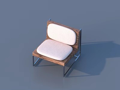 Comfortable Modern Leisure Chair With Wooden Frame And White Cushion Design 3d model