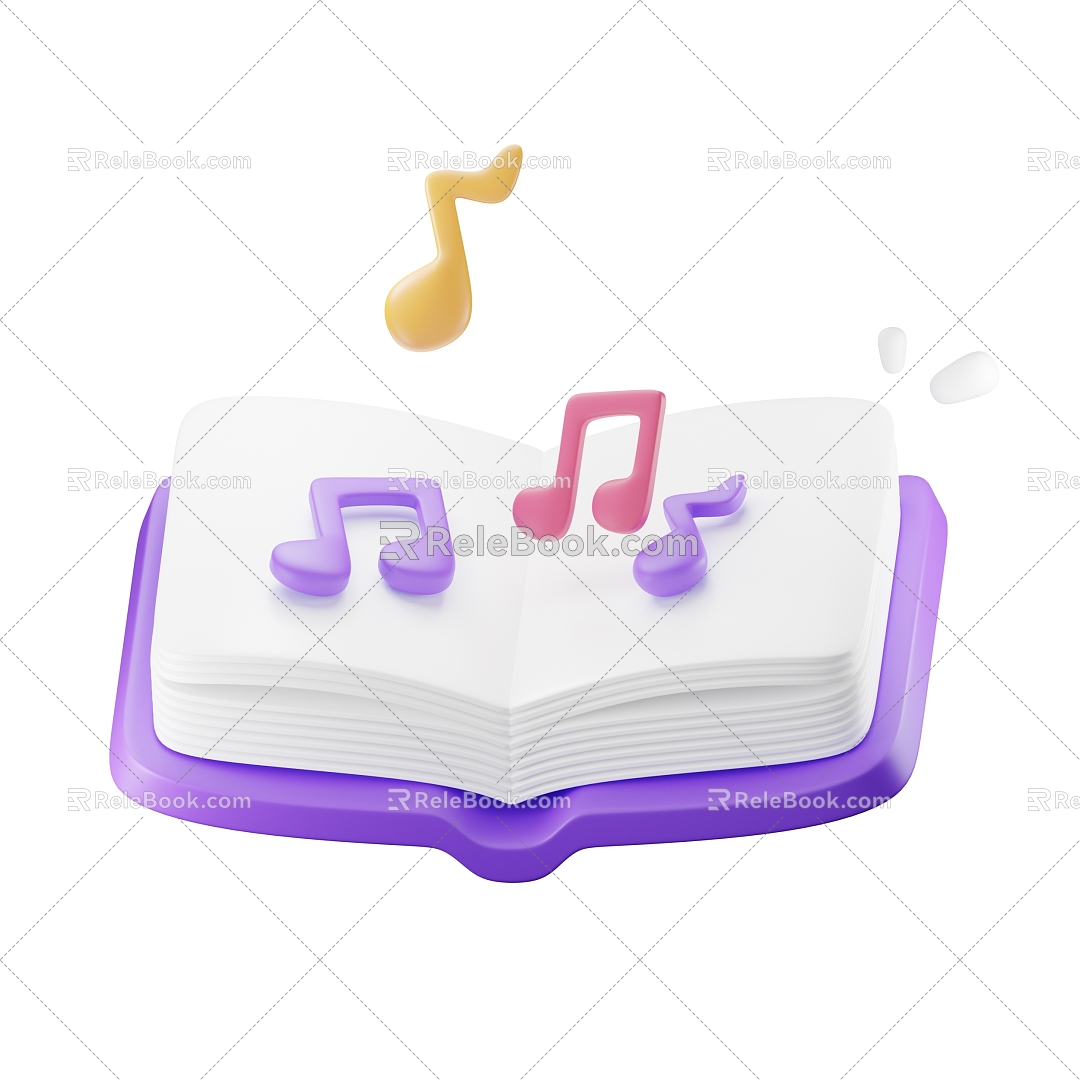 Modern Music Textbook Cartoon Music Textbook 3d model