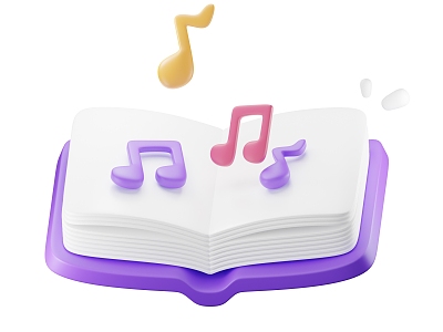 Modern Music Textbook Cartoon Music Textbook 3d model