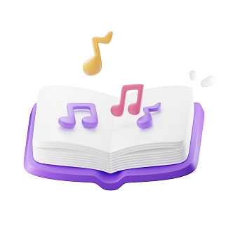 Modern Music Textbook Cartoon Music Textbook 3d model